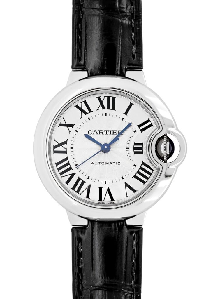 カルティエ - レディース バロンブルー | CARTIER | W6920085 | 33mm SS シルバー文字盤 自動巻き レザー