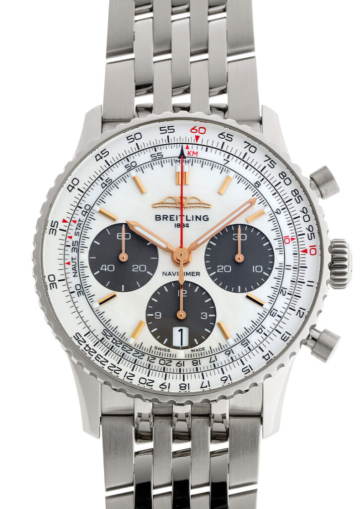 ブライトリング - ナビタイマー B01 クロノグラフ ジャパンエディション | BREITLING | AB0139211A1A1(AB0139) | SS ホワイトシェル文字盤 自動巻き ブレスレット | 中古