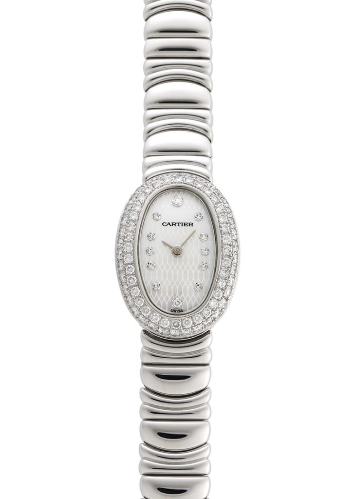 カルティエ - ミニ ベニュワール ベゼルダイヤ | CARTIER | WB5088L2 | WG ホワイトシェル文字盤 クォーツ ブレスレット | 中古
